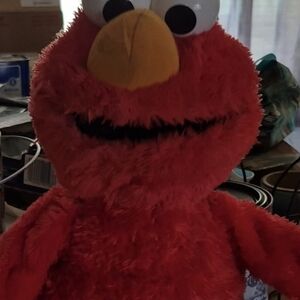 WORKING Antique Red Elmo Plush with Orange Nose